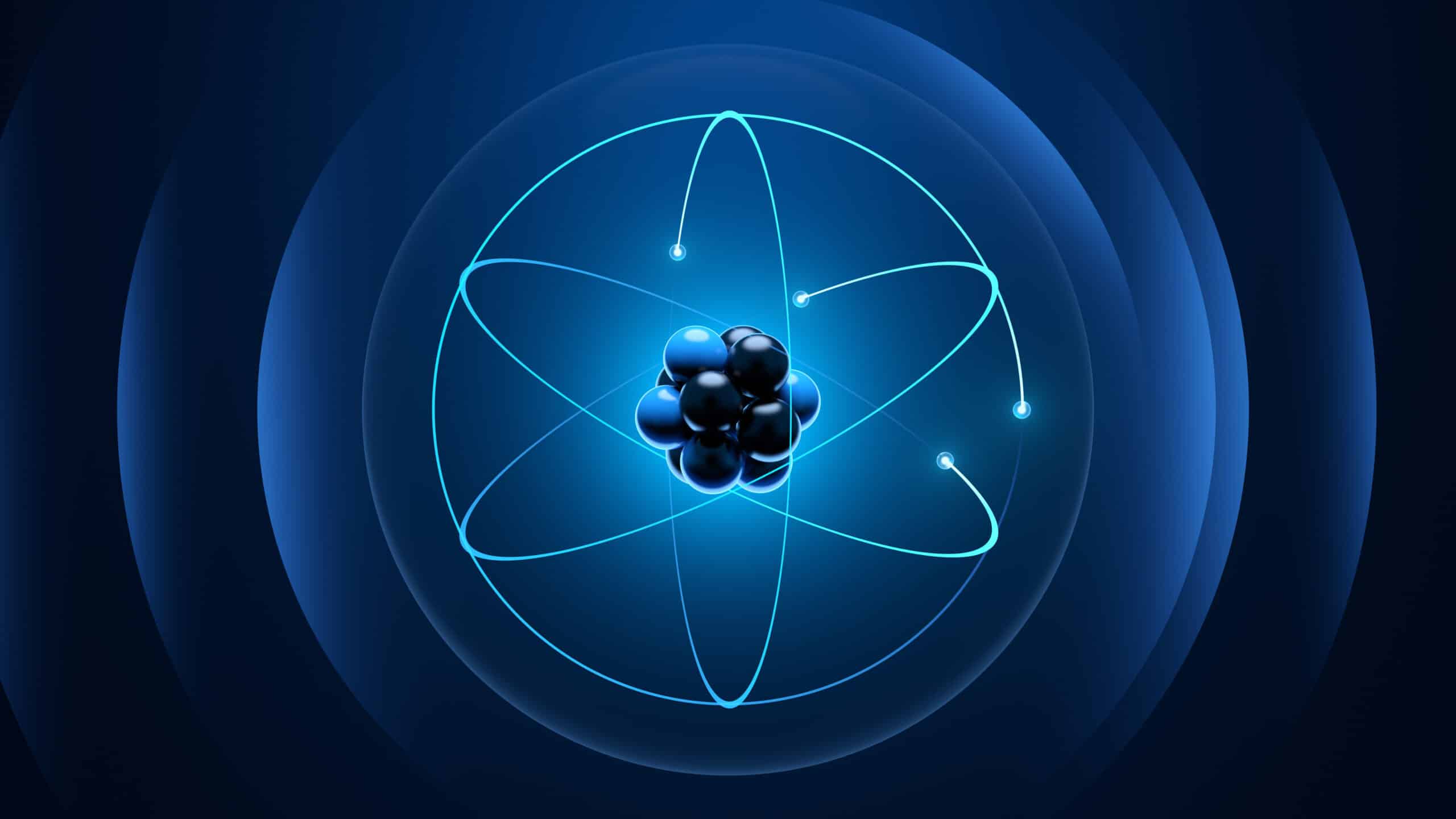 Stylized depiction of the nucleus of an atom.